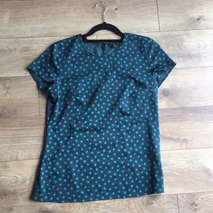 Ann Taylor Short Sleeve Blouse-Navy Polkadot/ 3 for $25